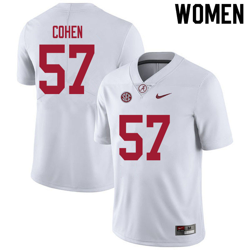 Women #57 Javion Cohen Alabama White Tide College Football Jerseys Sale-White